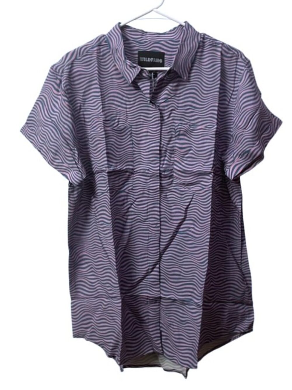 NWT Wildfang The Empower Short Sleeve Button Up Shirt Sonic Wave Print Medium